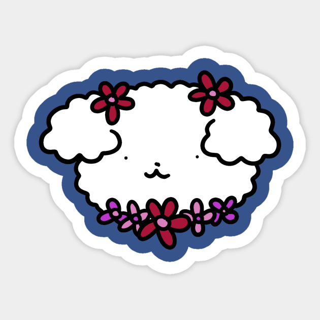 Fluffy Flowery Dog Face Sticker by saradaboru